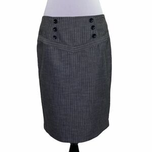 Ab Studio Pinstripe Double Button Pencil Skirt 8